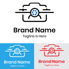 Camera shape and drone logo
