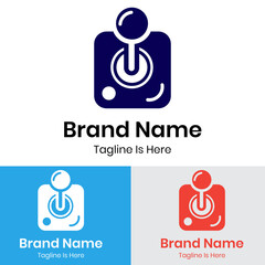 Camera with power icon logo design
