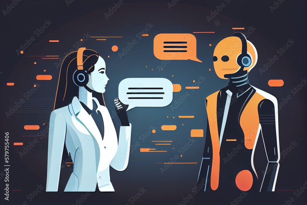 Poster chatbot assistant support for human created with technology. generative ai
