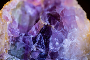 Crystals of the mineral Amethyst close-up.