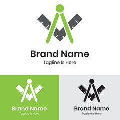 Compasses ruler mathematics logo design

