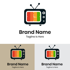 Colorful TV clock time logo design
