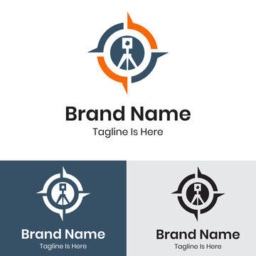 Compass orientation surveying instrument logo design