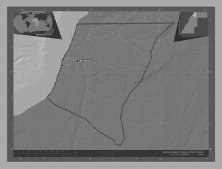 Laayoune-Sakia El Hamra, Western Sahara. Bilevel. Labelled points of cities