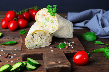 Wrap with Rice and Tuna Filling, Healthy Snack