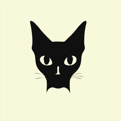 Cat head design vector on yellow background. Cat animal icon vector illustration.