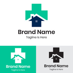 House and plus logo design
