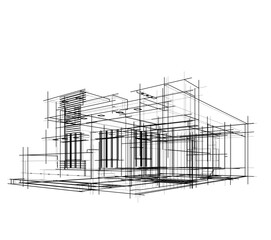 Obraz premium Architectural sketch of a house building 
