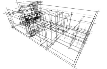 Architectural sketch of a house building 