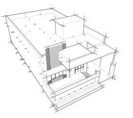 Architectural sketch of a house building 