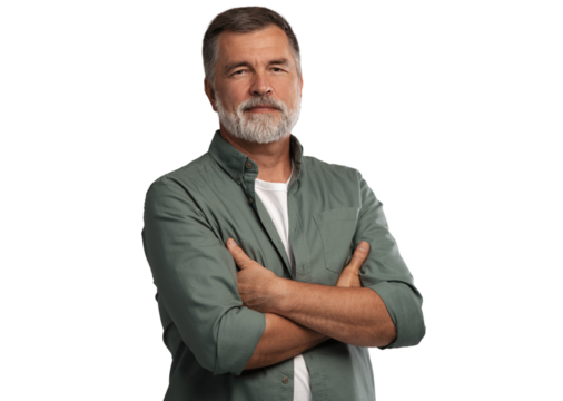Portrait of smiling mature man standing on transparent background - Powered by Adobe