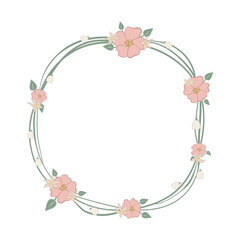 Floral wreath on white background. Vector illustration