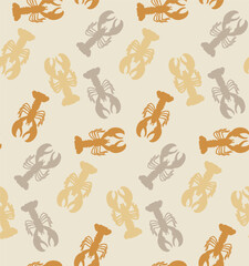 Abstract Lobsters Silhouettes Doodle Style Seamless Pattern Perfect for Allover Swimwear Fabric Print or Wrapping Paper Sea Creatures Illustration Trendy Fashion Colors