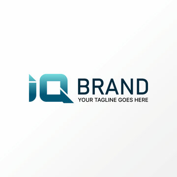 Logo design graphic concept creative premium free vector stock unique letter word IQ sans serif rectangle cutting font. Related initial monogram tech
