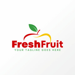 Logo design graphic concept creative premium free vector stock swoosh art half sweet apple fruit with leaf. Related to fresh juice drink nature vegan