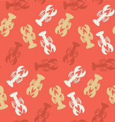 Fototapeta premium Abstract Lobsters Silhouettes Doodle Style Seamless Pattern Perfect for Allover Swimwear Fabric Print or Wrapping Paper Sea Creatures Illustration Trendy Fashion Colors