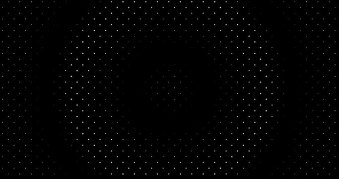 4k dynamic circular seamless looping animation. Moving circles with little rhombus dots on transparent background (alpha channel). 
Abstract dotted animated gradient. 3d Halftone style motion design