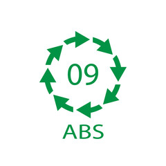 Plastic recycle symbol ABS 9 vector icon. Plastic recycling code ABS 09.