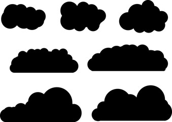Black Cloud Silhouette Pack Vector Symbol