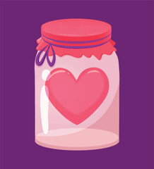 Jar with big red heart valentines day vector illustration clipart