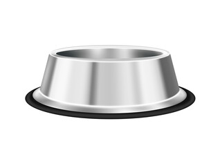 Realistic feed bowl, pet food plates. Blank full and empty crockery for cats and dogs, zoo shop dishes, items for domestic animal snack. 3D File PNG.