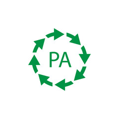 Obraz premium Plastic recycling symbol PA polyamide, vector illustration