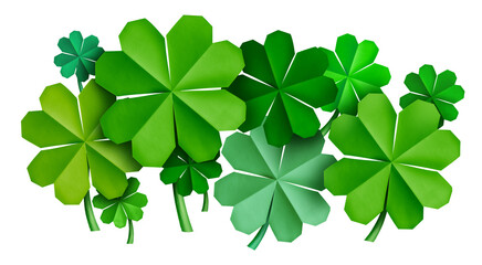 Saint Patrick Decorative Clover St Patricks Day Festive green four leaf clovers as a lucky March...