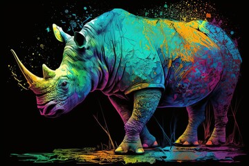 Obraz premium colorful rhino
