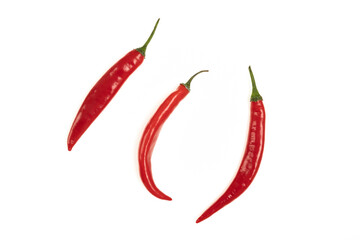 Red hot chili peppers isolated on white.