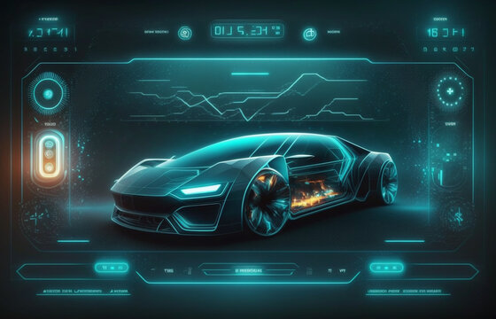 A futuristic hologram of a car, a futuristic car hud design, Generative AI