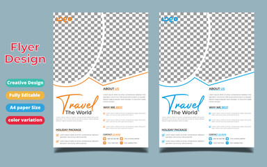 Obraz premium Travel sale social media banner post template design with agency logo, icon and abstract background for traveling business marketing. Summer beach holiday online promotion poster