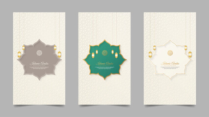 Eid Mubarak and Ramadan Kareem White Luxury Islamic Arabic Realistic Social Media Stories Collection Template