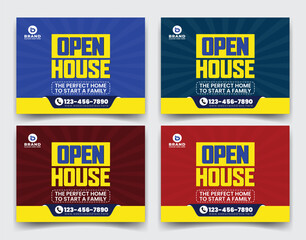 Home sale business real estate company ads, yard sign, signage design vector template for outdoor advertising multiple color version