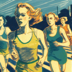 Feel the Freedom of Healthy Living: Women Jogging Down a Road