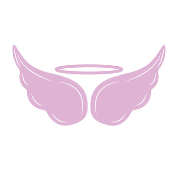 Beautiful Pink Angel Wings Vector Art Illustration.