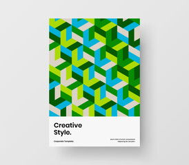 Fresh book cover A4 design vector layout. Abstract mosaic shapes brochure template.