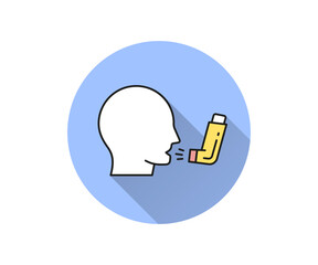 Spraying inhaler icon. Vector illustration with long shadow.