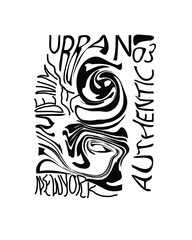 Distortion Typography Urban Authentic New York Denim lettering liquid text graphic vector poster t shirt design