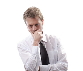 Entrepreneur thinking with hand on chin