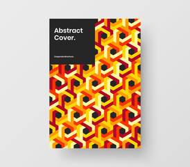 Vivid book cover design vector template. Fresh geometric hexagons banner concept.