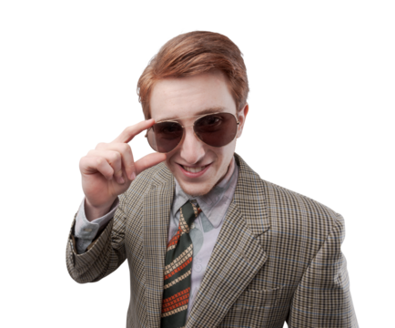 Funny vintage style guy with sunglasses