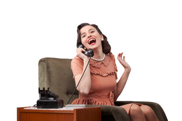 Vintage style woman talking on the phone