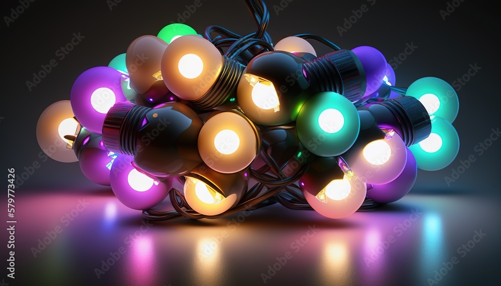 Poster a bunch of lights that are sitting on a table with a black background and a black background with a 