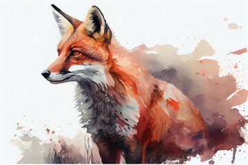 Red fox, watercolor style. Generative AI