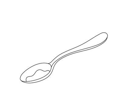 recommend clip art: Vector isolated one single spoon with food colorless black and white contour line easy drawing
                    
                    