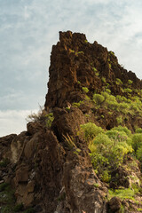 Close-up of archaeological fortress site Ansite in Gran Canaria, Spain