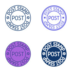 Round post stamp icon set