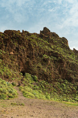 Side view of archaeological site Ansite in Gran Canaria, Spain