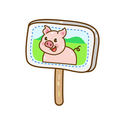 Logo Pig on White Background.