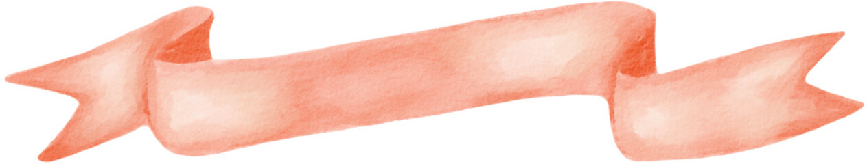 Obraz premium peach ribbon banner watercolor png